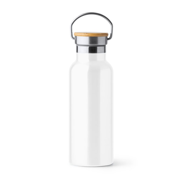 Botella Térmica de Acero con Tapón de Bambú